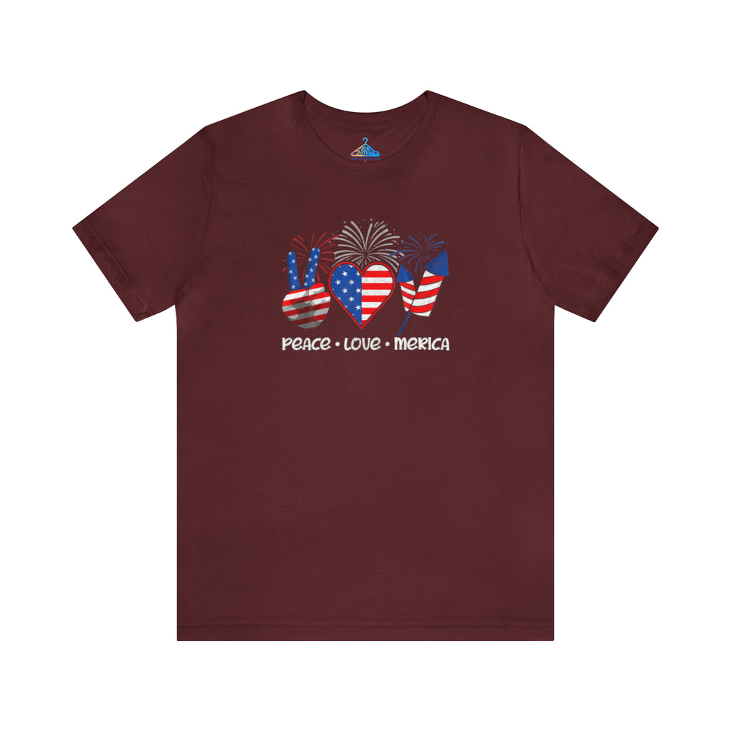 Peace Love Merica Fourth of July T-Shirt - Eventclothing.com