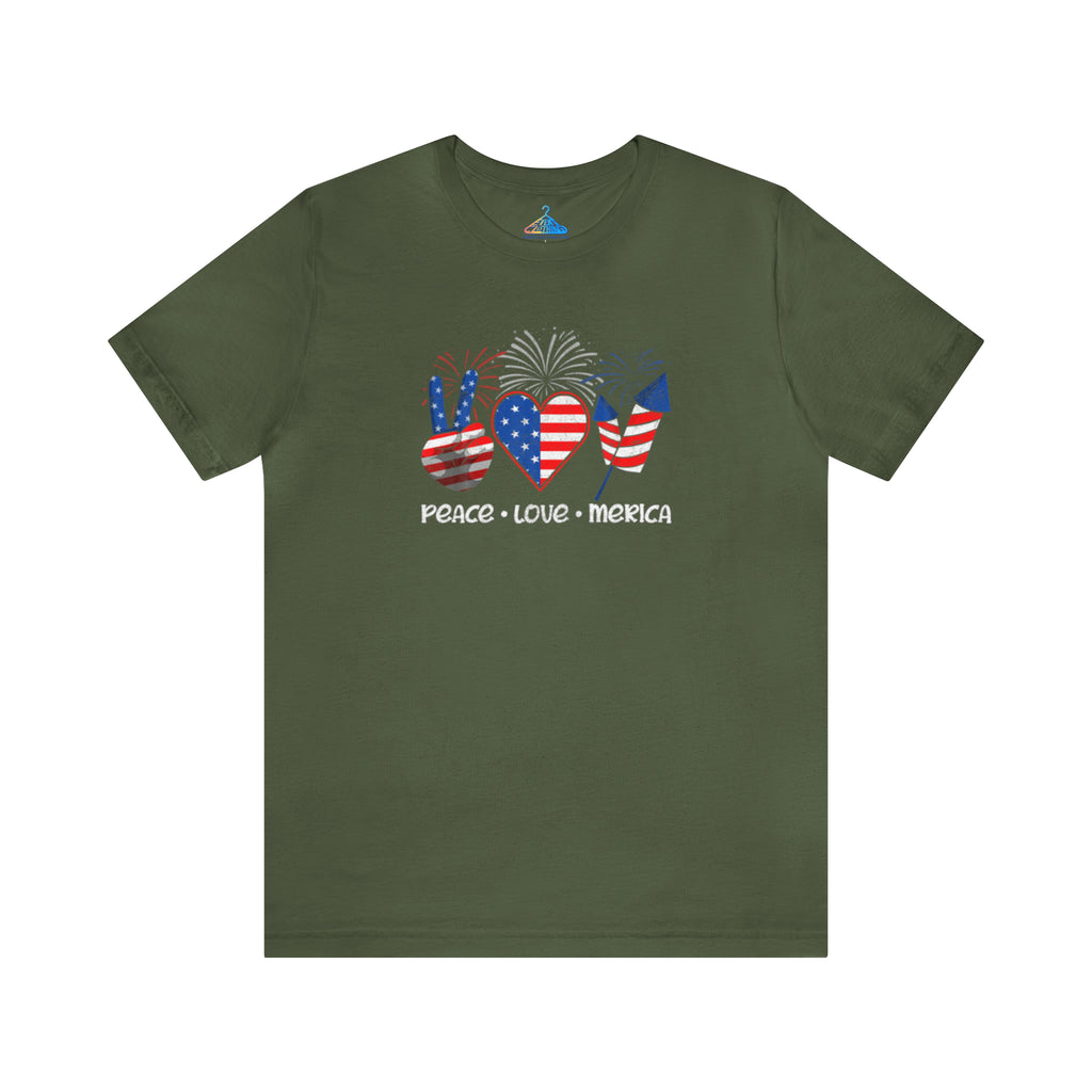 Peace Love Merica Fourth of July T-Shirt - Eventclothing.com